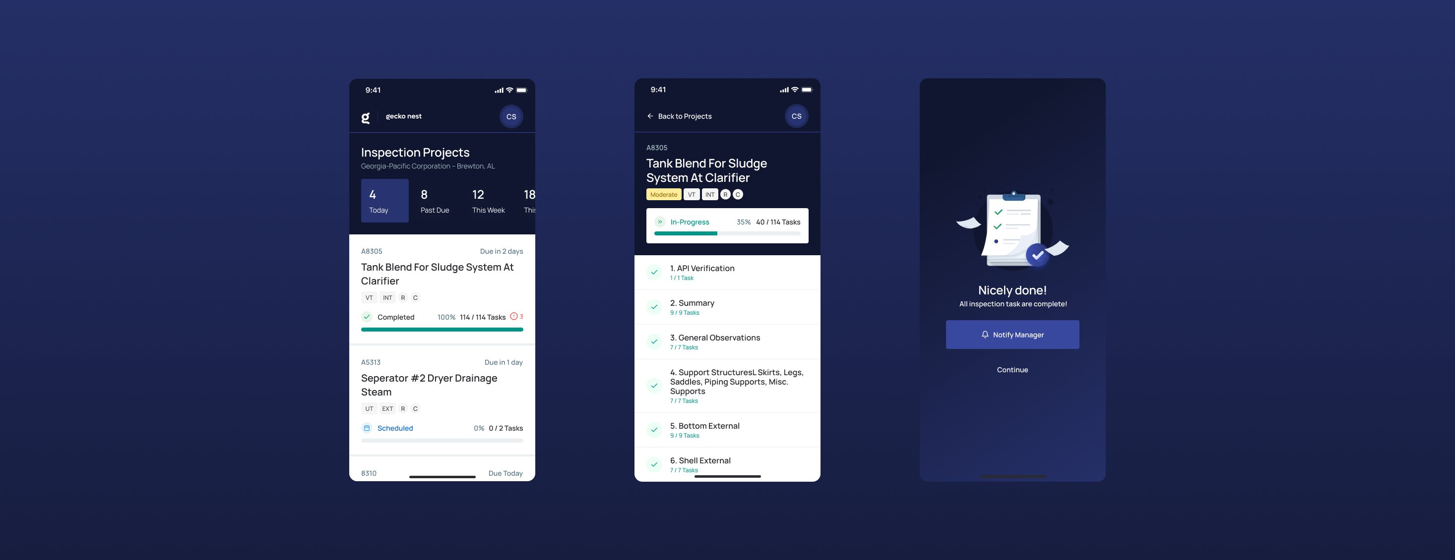 Nest Platform mobile inspection flow
